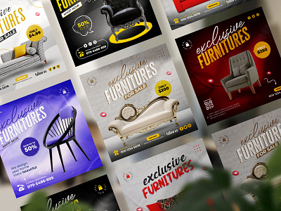 Furniture Social Media Post Bundle Design style web banner