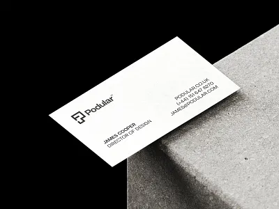 Podular™ architect architecture black business card grey logo minimal minimalist mockup stationery stone typography