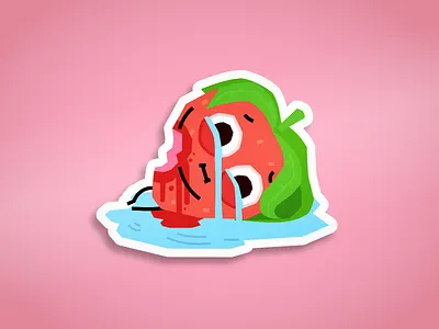Crying Strawberry berry cry crying flat food fruit funny illustration illustrator joke meme memes printdesign sticker stickerdesign stickerpack stickers strawberry teepubic vector