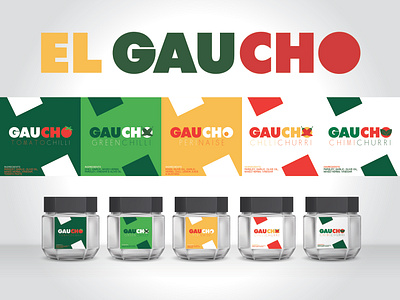 EL GAUCHO branding chilli churri chimi churri cmyk design el gaucho green green chilli label design packaging perinaise red sauce jars sauce labels tomato chilli vector yellow