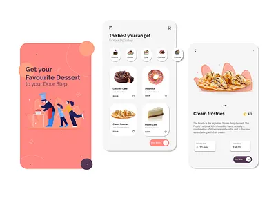 mobile app for desserts app design application cake desserts e commerce app figma figma design icecream ui uidesign vector