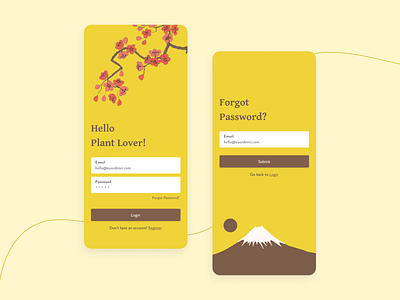 Login and Forgot Password Screen forgot password login login screen mobile design mobile ui plant plant app