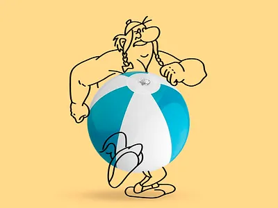 Obelix goes to the beach art design drawing graphic design illustration obelix