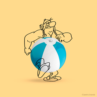 Obelix goes to the beach art design drawing graphic design illustration obelix