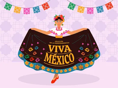 Independencia de Mexico character design coco dancer design dress flat floral flowers graphic illustration ilustracion mexico mexico city vector woman illustration