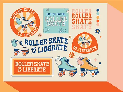 Rollerskate to Liberate branding branding and identity branding design fun illustration modern skating social vector vintage vintage design