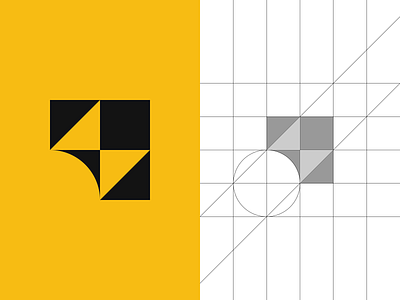 Seven Thunder - Version 2 Grid Construction 7 black bolt branding epjm geometric grid grid construction grid logo grid system indonesia inspiration logo logo design seven shape surabaya thunder white yellow