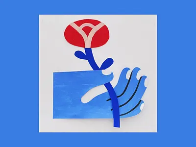 hand you a rose character cutouts design female illustration oilpastel paper scene texture textures