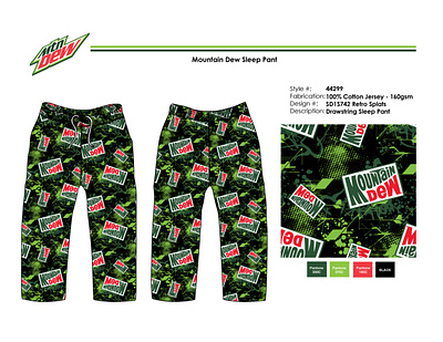 Mountain Dew Sleep Pant art direction art director branding design fashion design graphic design merchandising styling