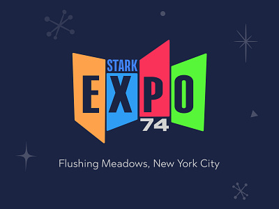 The Stark Expo '74 branding design icon illustration iron man logo marvel marvel studios mid century modern retro tony stark tshirt tshirt design typography vector vintage logo