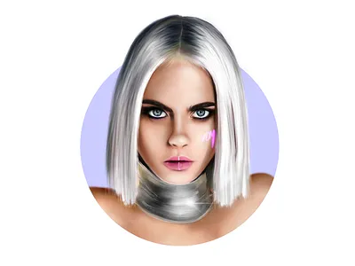 Cara Delevingne cara delevingne drawing model portrait purple