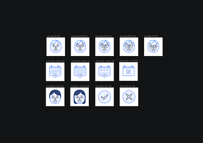 Age range + calendar schedules icon set research