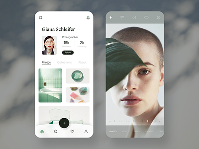 Sharing Photos App app camera camera app concept design fashion gallery minimal photo photographer photography profile social network ui ux