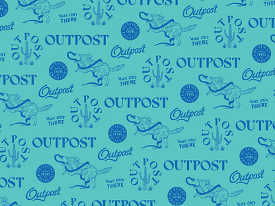 Outpost Branded Pattern badge brand branding cactus coyote desert greenville hand drawn identity illustration logo modern outpost pattern patterns snake vintage west western wolf