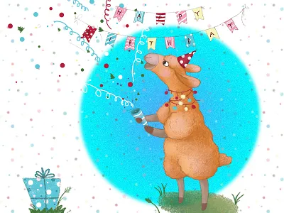 Llama birthday birthday party cartoon character character design confetti cute llama llama natimade