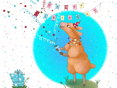 Llama birthday birthday party cartoon character character design confetti cute llama llama natimade