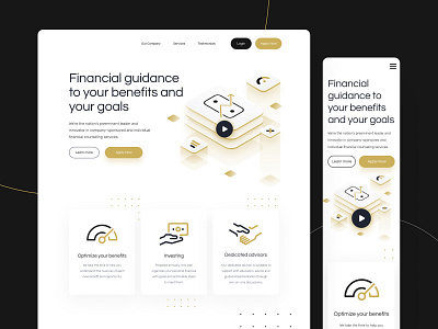 Financial advisor landing page concept advisory clean counseling elegant web figma finance finance business finance icons finances financial gold ui isometric gold landbook landing page responsive ui design uiux web design