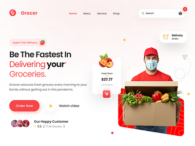 Grocery Delivery Landing Page app cart delivery ecommerce food grocery nft service ui