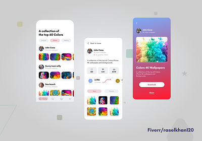 Wallpapers Collection Smoth APP Design (UI Design) android app app app design app designer application design mobile ui ui ui designer wonderful ui