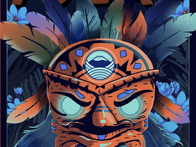 Warrior digital painting feathers flowers graphic design illustration mask warrior