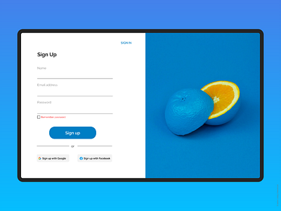 Sign Up page design flat ui ux web