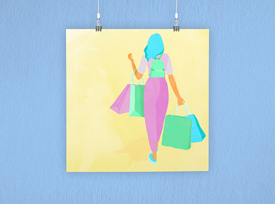 Shopping 100dayproject color digital art digital illustration illustration self portrait shopping shopping bag vector