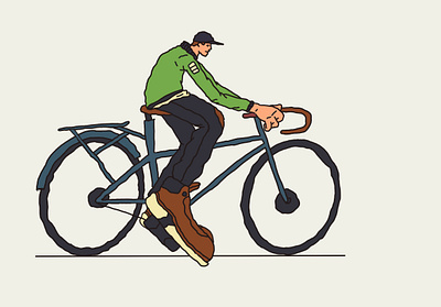 Full Bikes bicycle bicyclist bike brand character drawing editorial illustration people person