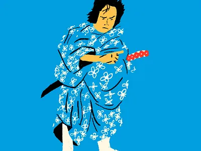 swordsman study character drawing gouache hiroshige illustration japan person study