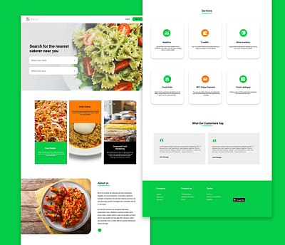 Landing page for a food vendor website design flat minimal ui ux web website