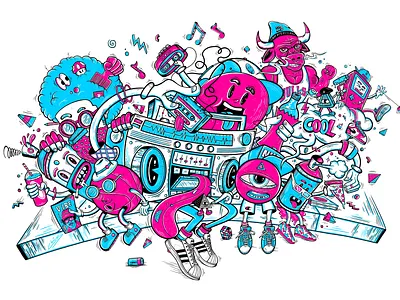 The 90´s Crew art branding color design illustration ilustración ipadpro ipadproart music musica procreate sketch