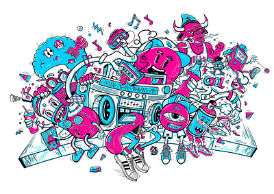 The 90´s Crew art branding color design illustration ilustración ipadpro ipadproart music musica procreate sketch