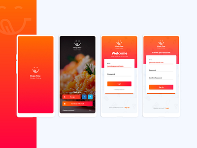 Khaja Time (Order Food) : App Design app concept food food and drink food app food order food ordering app foodie gredient login login screen order ui uidesign welcome