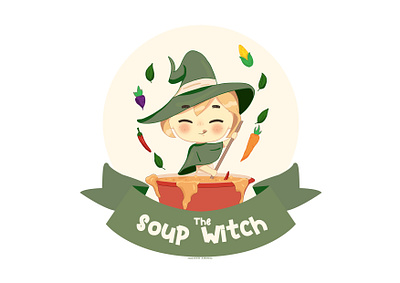 The Soup Witch cute design digitalart drawing flat graphic design icon illustration photoshop vector