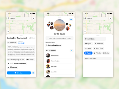 Location Based Pick-up Games app game group ios location map sports ui ux