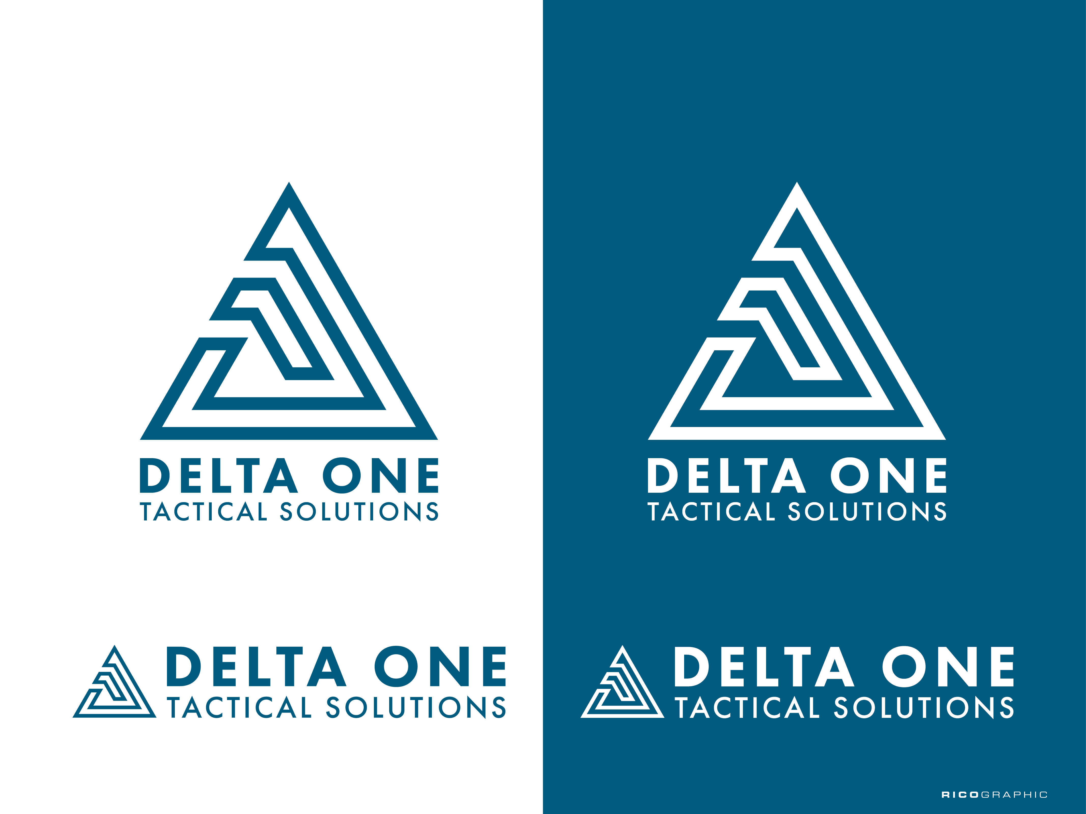 DELTA ONE TACTICAL SOLUTIONS branding corporate delta design firearms icon identity logo logomark mark minimal minimalist symbol tactical typography vector