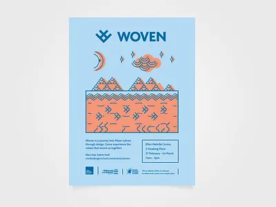 Woven - poster/flyer branding community culture design icons illustration installation art narrative new zealand poster print symbols typography vector