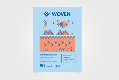 Woven - poster/flyer branding community culture design icons illustration installation art narrative new zealand poster print symbols typography vector