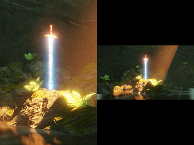 Sword 3d 3d art art blender blender3d lighting rock sword water