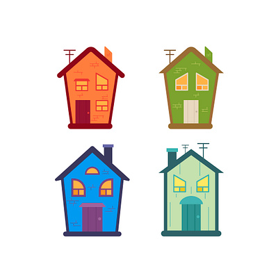 Fairy houses building cartoon emotions fantasy flat house illustration vector