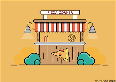 PIZZA COUNTER animation branding design flat icon illustration logo minimal vector