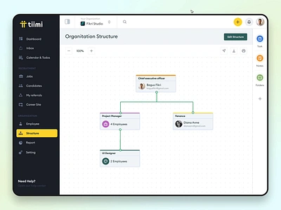 Tiimi - Organization Structure Editor for a SaaS HR Management app candidate dashboard editor employee hierarchy hr hrd hrm hrs management organization saas saas design staff structure team ui ux web design