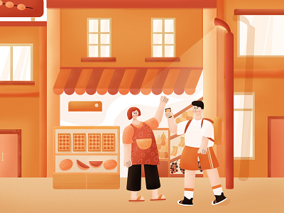On the way home illustration 人物