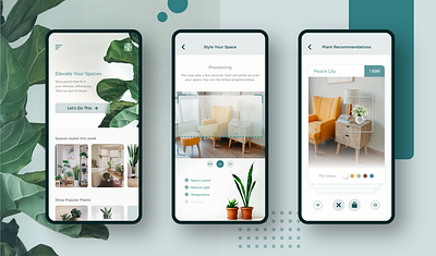 Scan Your Space & Shop Plants From A Personalised Curation app design form interior design minimal mobile plant product design quiz scan swipe ui ux