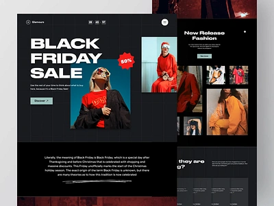 Glamour - Marketplace Landing Page [LIVE🔥] animation black black firday card cloth clothing dark dark mode ecommerce fashion friday interaction landing page landingpage live marketplace outfit web webflow website