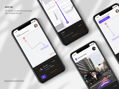 Spot me _ AR feature for cab booking aftereffects animation art augmented reality cab booking dashboard mobile product design tesla uber ui ux virtual reality web design