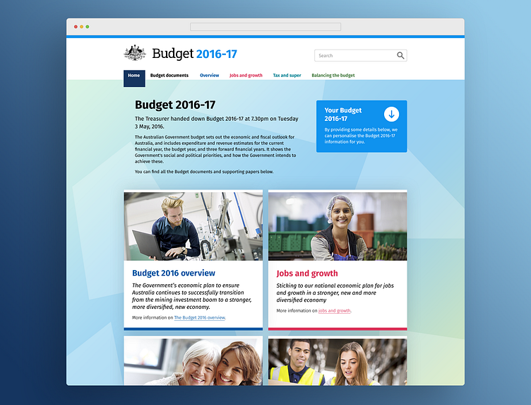 Australian Federal Budget - web concepts by Liam Hodges on Dribbble