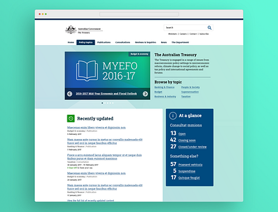 Australian Treasury - web concepts branding design graphic design ui