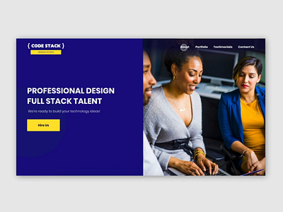 Landing page design for web development agency. animation dark blue illustration landing page ui design web design web design agency web design company yellow