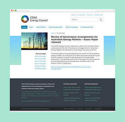 COAG Energy Council - web concepts design graphic design ui web design