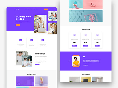 Xfoilo- Agency Landing Page 2020 trend adobe xd agency branding creative agency digital agency layout exploration ui